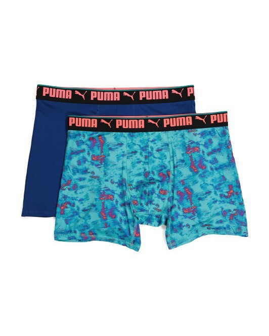 Puma 2-Pack Performance Men's Boxer Briefs Large (36-38) Aqua Blue