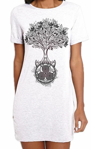 Celtic Spiral Tree of Life Women's T-Shirt Dress  - Druid Wicca Pagan