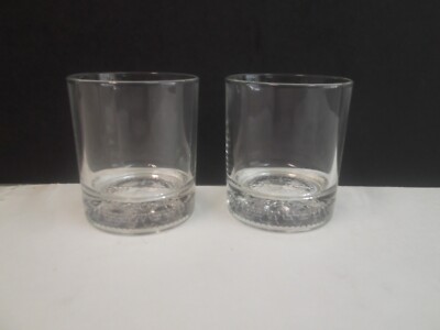 Crown Royal Whiskey Lowball Glass Concave Embossed Bottom 8oz Pair