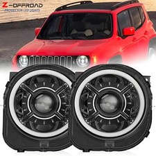 9'' LED Headlights Halo Ring For Jeep Renegade 2015 2016 2017 2018 2019-2023