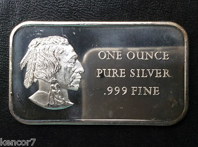 1972 Madison Mint MAD-15 Indian Head Bicentennial Silver Art Bar