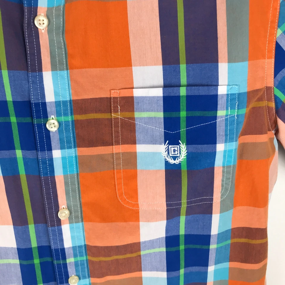 Chaps Button Down Shirt Men's Medium Casual Short Sleeve Cotton Blend Plaid - Image 4 of 4