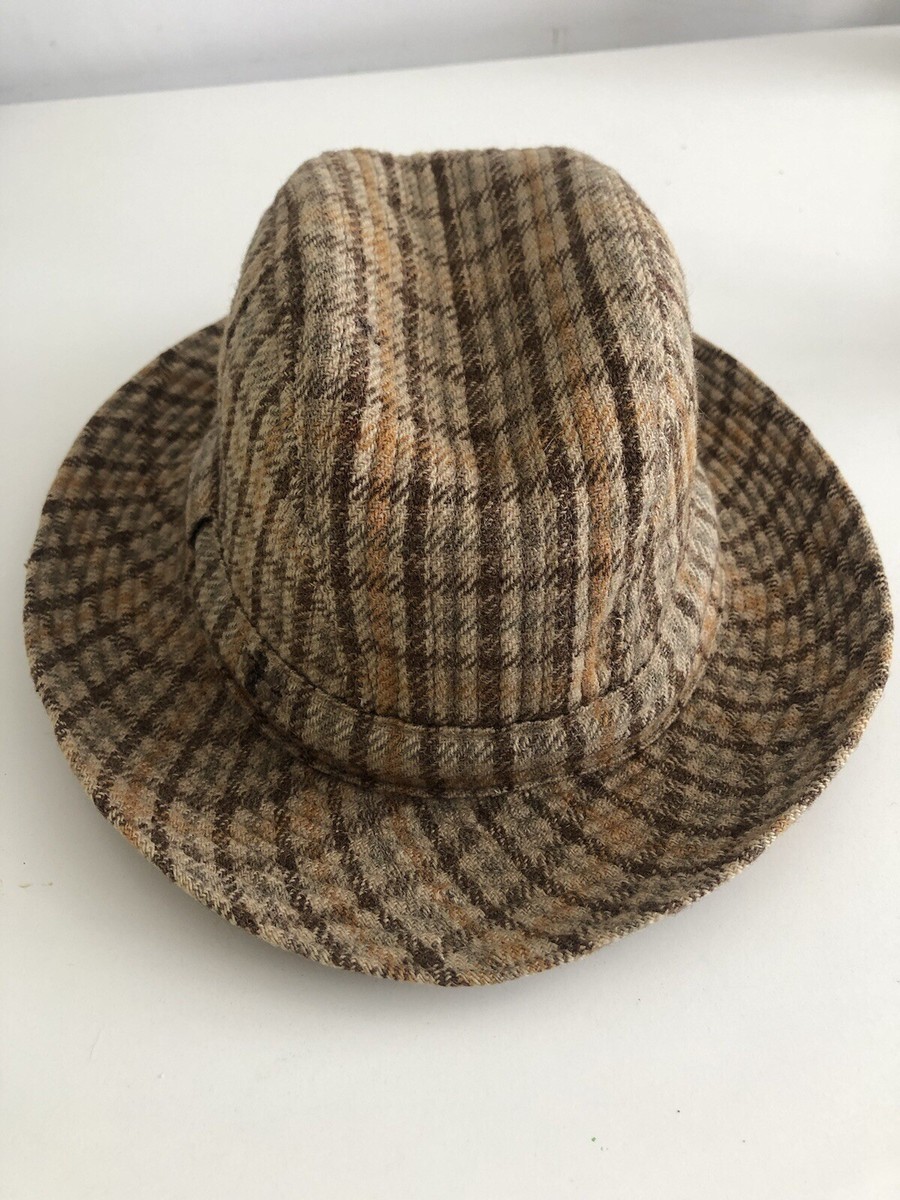Vintage Herbert Johnson Wool Tweed Trilby Hat 58cm