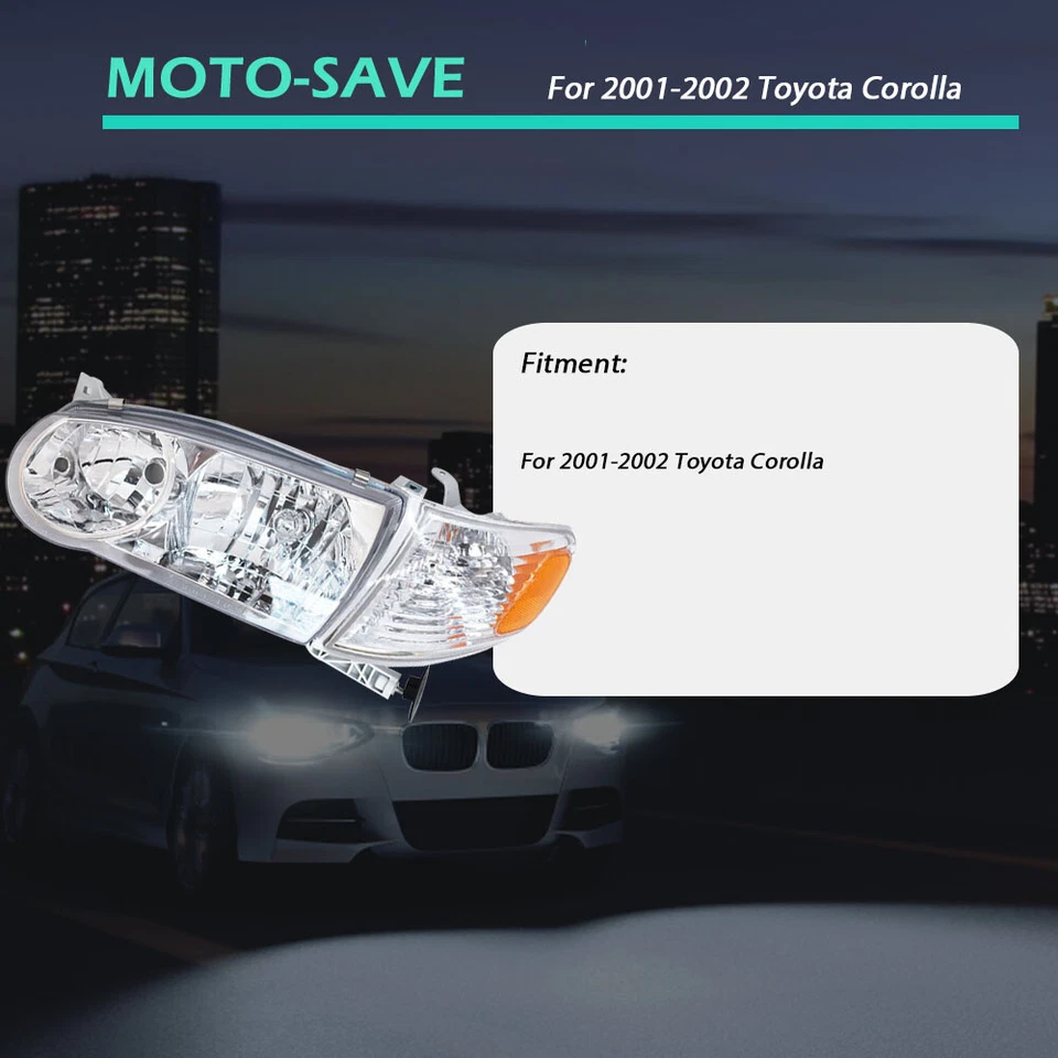 Faros faros con par de luces de señal de esquina para Toyota Corolla 2001-2002 Foto 3 de 4