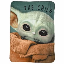 Disney Star Wars Baby Yoda Throw Blanket 45" x 60", Star Wars Fleece Throw