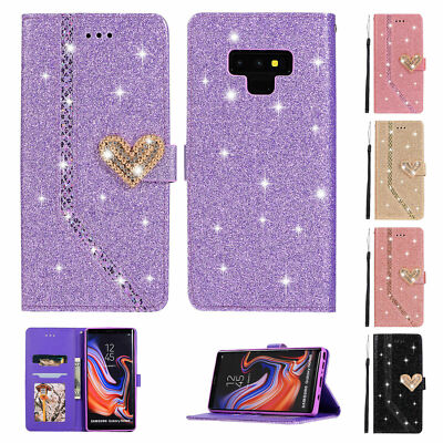 Love Glitter Flip Wallet Phone Case For Samsung A34 A54 A13 A14 A12 A32 Note 20