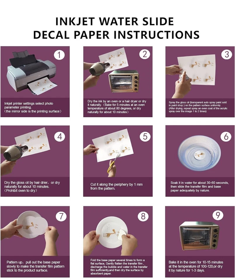 Waterslide Decal Paper Inkjet CLEAR 20 Sheets 8.5x11 Water Slide Transfer Paper - Image 2 of 4