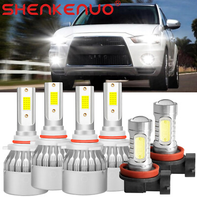 For Mitsubishi Outlander 2007-2013 LED Headlight Hi/Low + Fog Light 6000K Bulbs