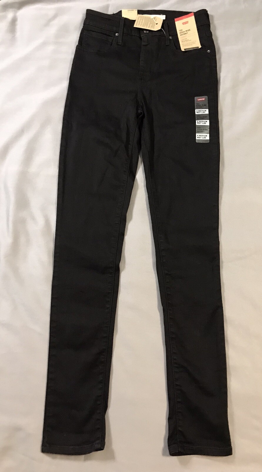 Levis 721 Jeans Womens 4 Medium 27x30 Black High Rise Skinny