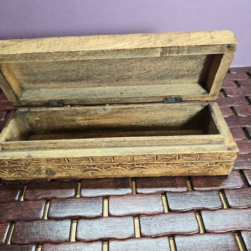 Vintage Wooden Small Storage Chest Box Original Old Hand Crafted Carved - Picture 3 of 11