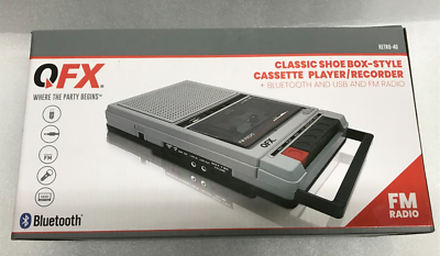 QFX Retro 40 Classic Cassette Recorder with Bluetooth - Gray for