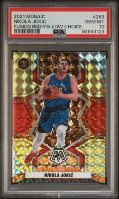 2021 Panini Mosaic 283 Nikola Jokic Fusion Red Yellow Choice /88 