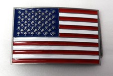 Belt Buckle USA Flag Beauty Enameled 1.5" Belt Size / Plate Type Patriot Bling