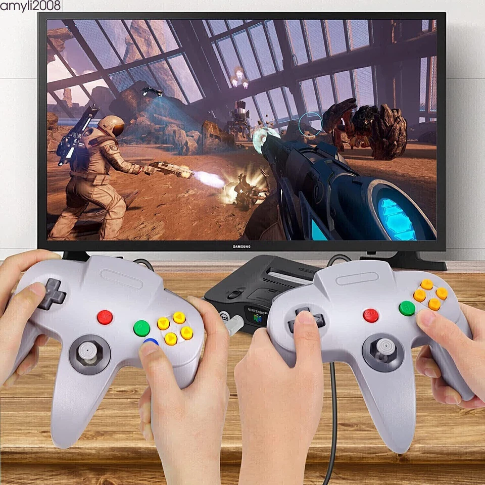 Controles clássicos N64 joystick gamepad com fio para videogames Nintendo 64 N64 - Imagem 2 de 4