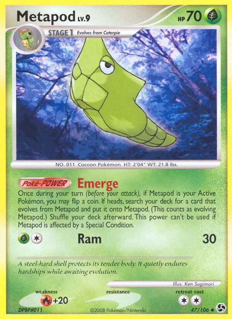 Pokémon TCG - 1x SP (Reverse Holo) Metapod - Great Encounters (GE 47/106)  x1