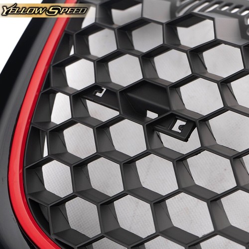 Fit For 2006-2009 VW MK5 JETTA GLI / GTI Badgeless Mesh Grille Black W/ Red Line - Picture 8 of 12