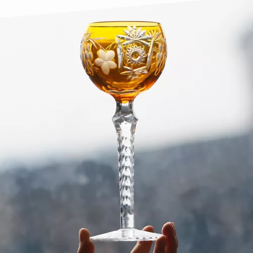 8oz Boho Wedding Water Wine Goblet Hand Cut Color Crysta Glasses Of 1 Stemware - Picture 8 of 19