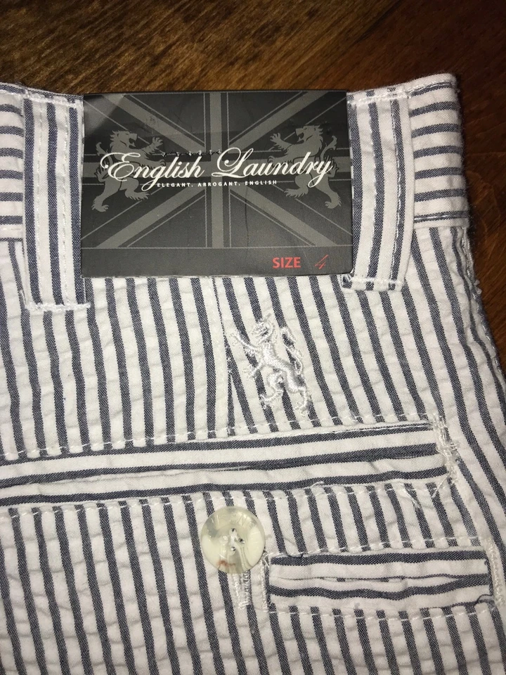 Nuevo con etiquetas Pantalones Cortos English Laundry Seersucker Rayas Niños Talla 4 100% Algodón  Foto 4 de 4