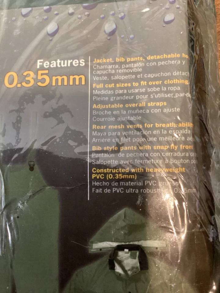 Custom LeatherCraft Size 2XL 3 PC PVC Rain Suit, Green 0.35mm Backing. New - Image 3 of 3