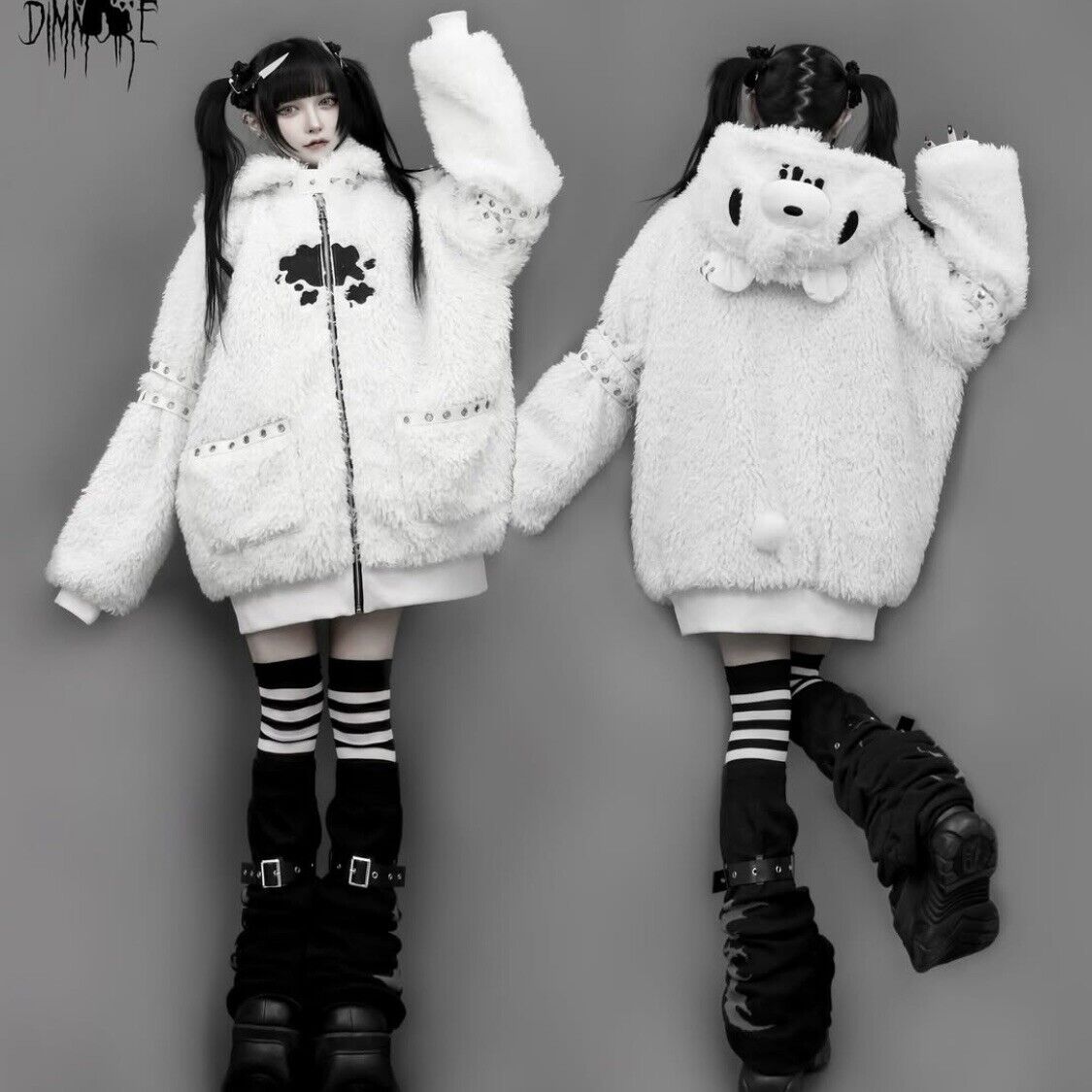 ✓ GLOOMY bear x DimMoire Fleece Hoodie Boa Parka black ✓ GLOOMY bear x DimMoire Fleece Hoodie Boa Parka black
