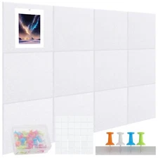 Large Cork Board Alternative 12 Pack Felt Board Tiles with Safe Removable Adh...