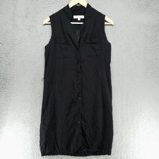 LOFT Button Down Black Sleeveless Dress Size S Belt Loops