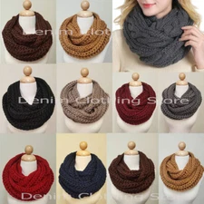  Women's Warm Winter Infinity Circle Cable Knit Cowl Neck Thick Scarf Shawl Wrap