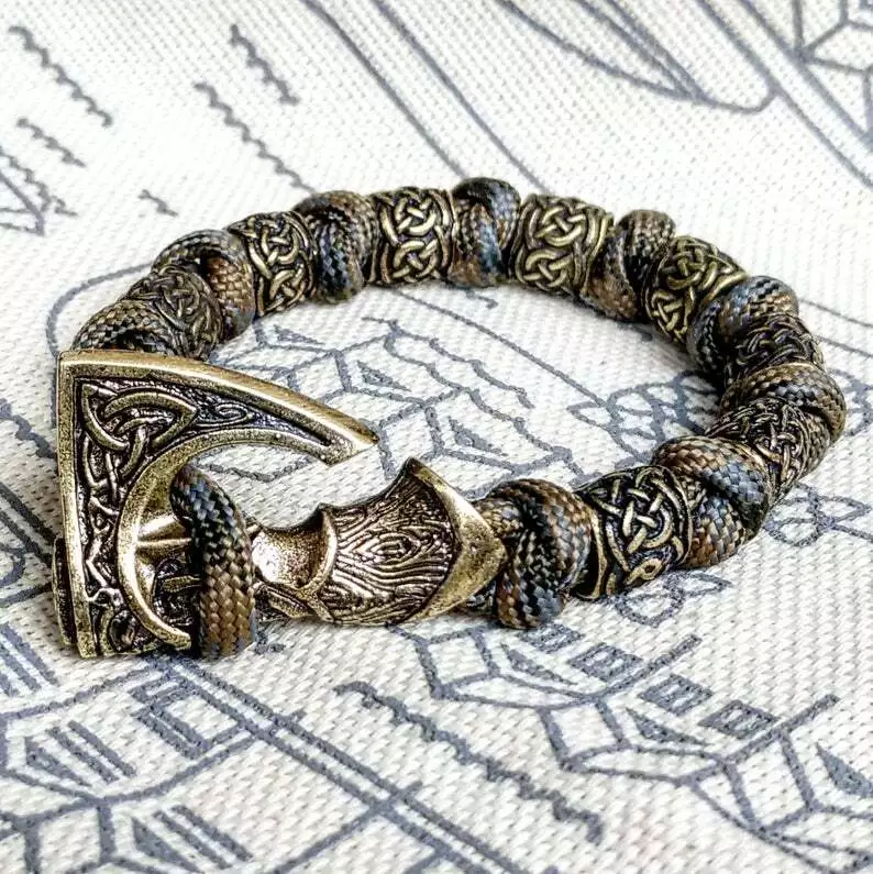 Thor's Hammer Leather Bracelet - Norse Viking Bracelet