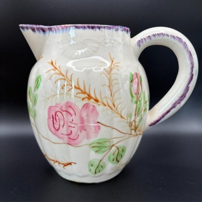 Vtg Blue Ridge Southern Potteries Party Goer Virginia #1 Floral Rose Jug Pitcher