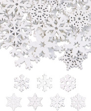 160PCS Snowflake Decorations Wood Slices Ornaments Christmas Cutouts Buttons Tag
