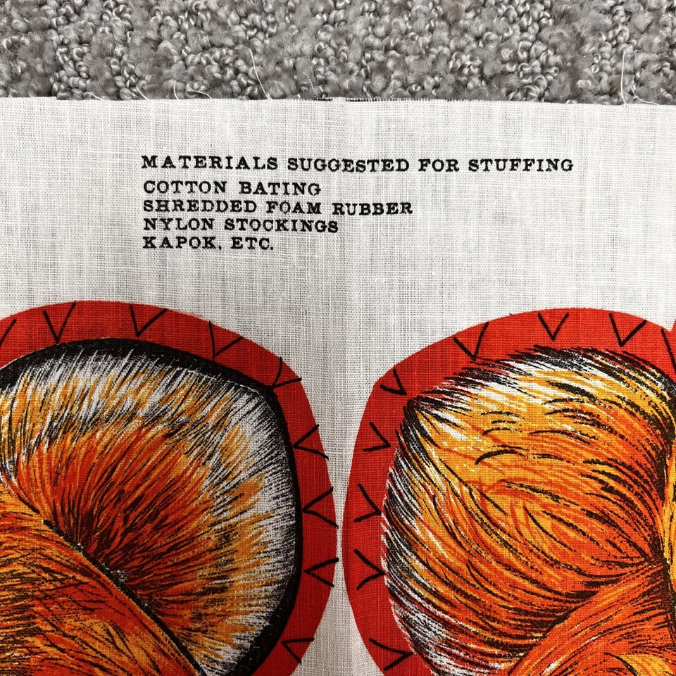 Panel de almohada de felpa de colección Richard the Lion Jungle Animal cortar y coser tela años 60 70 Foto 4 de 4