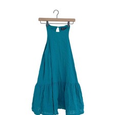 Urban Outfitters Teal Green Sleeveless Tiered Mini Dress Drop Waist Sz Small