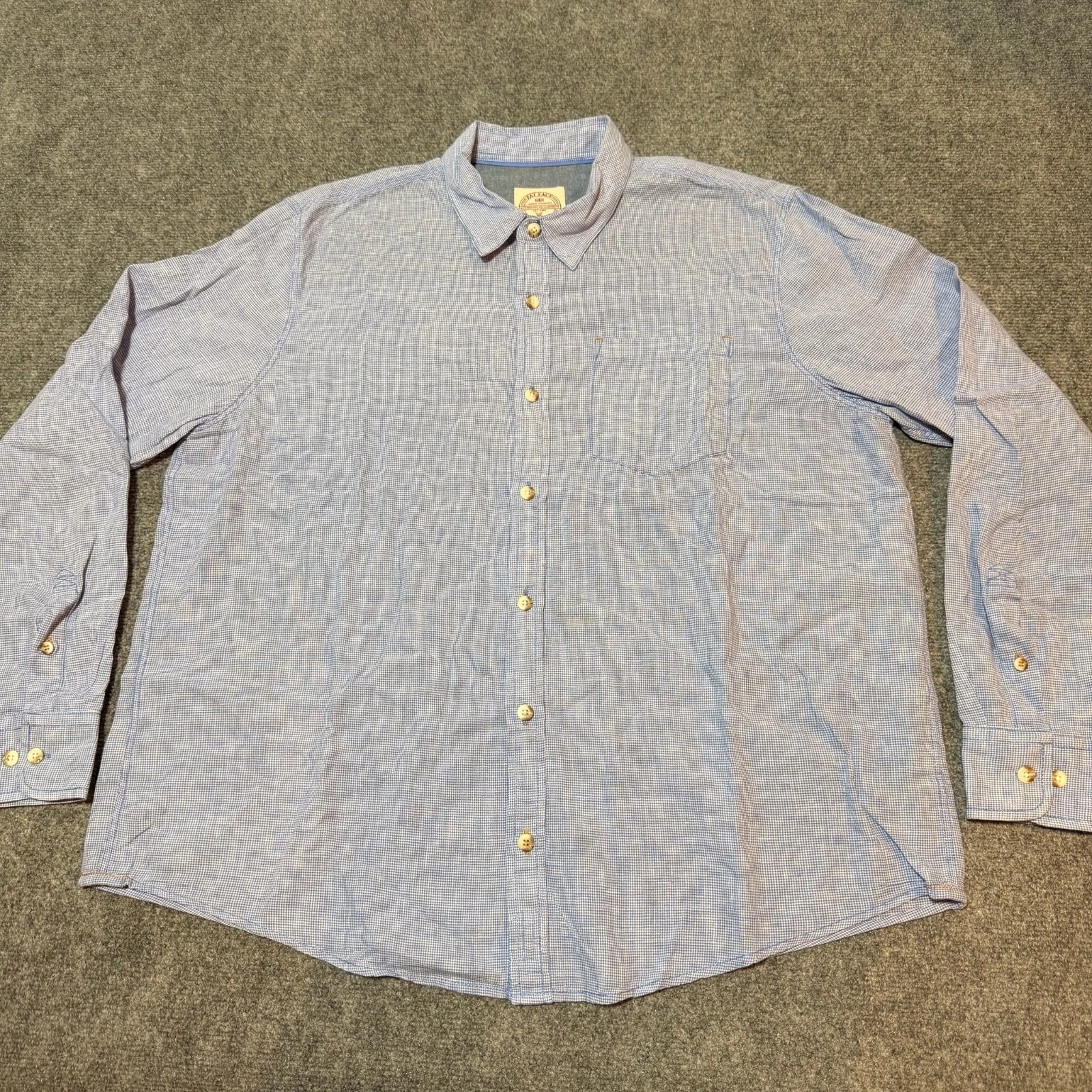 Fat Face Shirt Mens Extra Large Blue Linen Cotton Button Up Collared Long Sleeve