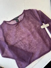 Y2K NWT Express Open Knit Sheer Mohair Fall Sweater Purple S