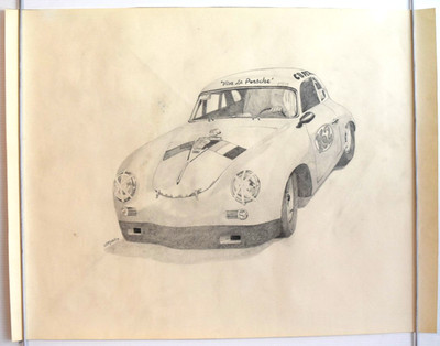 Porsche 356 Carrera Panamerica Pencil Drawing Art Print RARE!