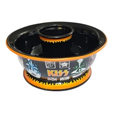 KISS Chip & Dip Set Spencer's Gifts 2003 Large 12" Chip Bowl w/ 4.5" Dip Bowl