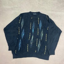 Vintage Knitted Jumper Abstract Patterned Grandad Knit Sweater, Made In Italy
