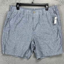 GAP Mens Linen Blend Shorts Large Blue Pull On Drawstring Stretch Waistband NEW