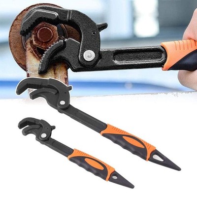 Adjustable Wrench Quick Multi-Function Spanner Power Grip Pipe Wrench Set 2 P...
