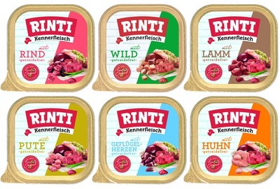 Rinti Kennerfleisch Plus Mix 12 x 300g Schale Nassfutter für ausgewachsene Hunde