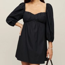 Reformation Black Baby Doll Farley Puff Sleeve Dress 8