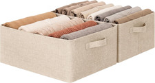 Storage Basket for Shelves, Storage Bins, Khaki, 2-Pack