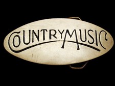 LK11105 VINTAGE 1970s  COUNTRY MUSIC  COMMEMORATIVE SOLID BRASS BELT BUCKLE