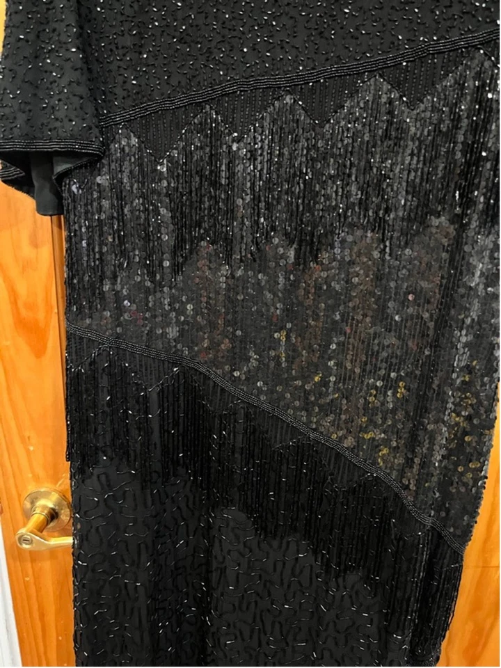 Scala плюс размер 1 X черный бисером коктейль блестки бахрома платье Flapper стиль - Изображение 2 из 4