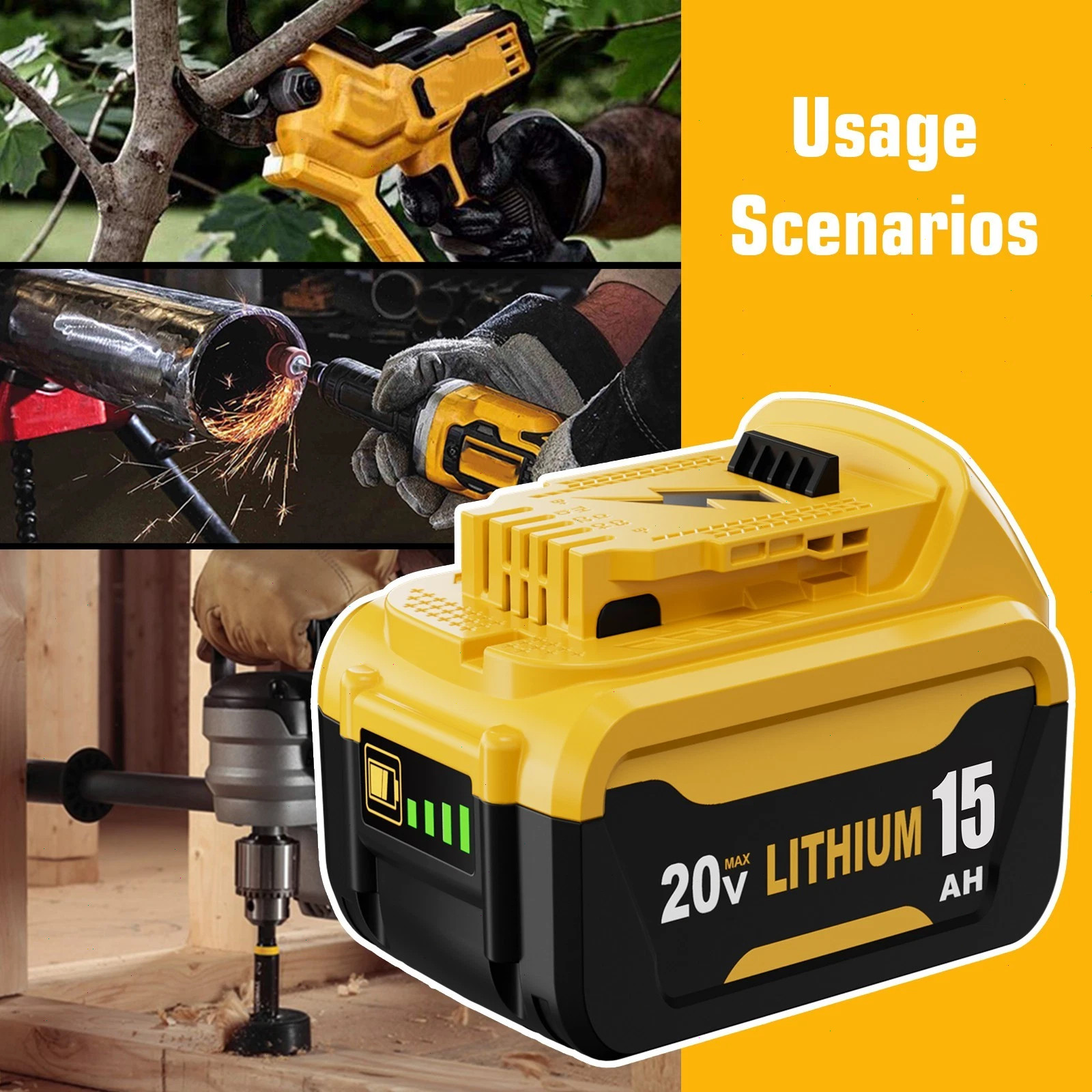 2/4Pack Max 15.0AH 20V Replace For DeWalt 20 Volt Lithium Ion Battery DCB206-2 3