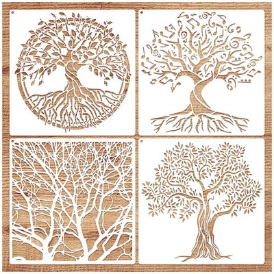 14 Inch Large Tree Stencils for Painting on Wood Crafts Reusable large, white