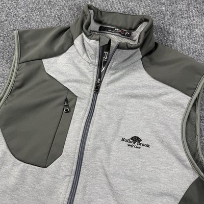 RLX Vest Mens Medium Gray Full Zip Utility Pockets Golf Performance Hollow Brook