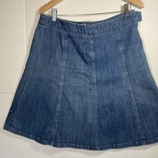 VTG L. L. Bean Western Cowgirl Sz 12 A Line Skirt Denim Cotton Side Zip