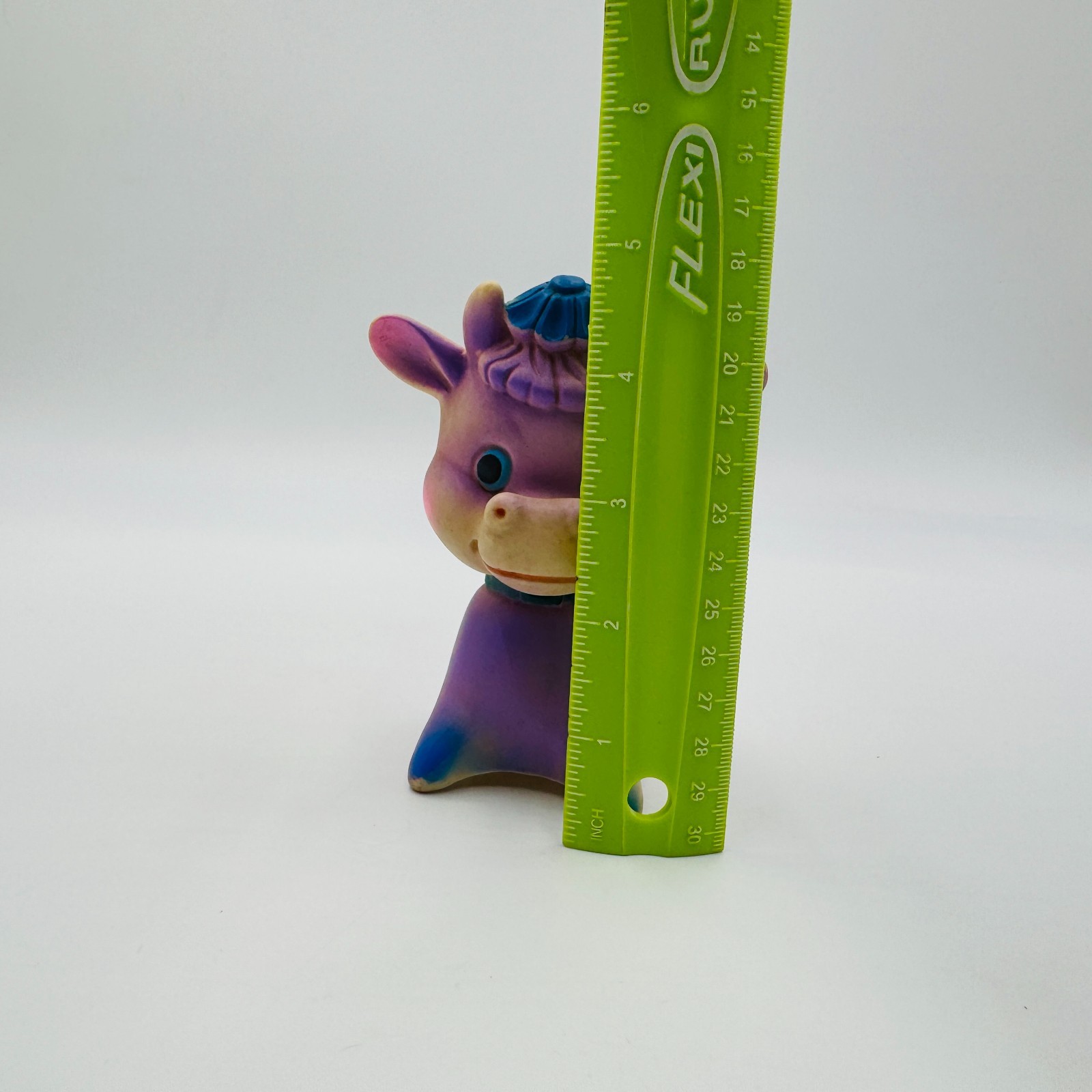 Giocattolo Avon Cow Bull Viola Rumore Squeak 1975 Squeaky primi anni bambini foto 4