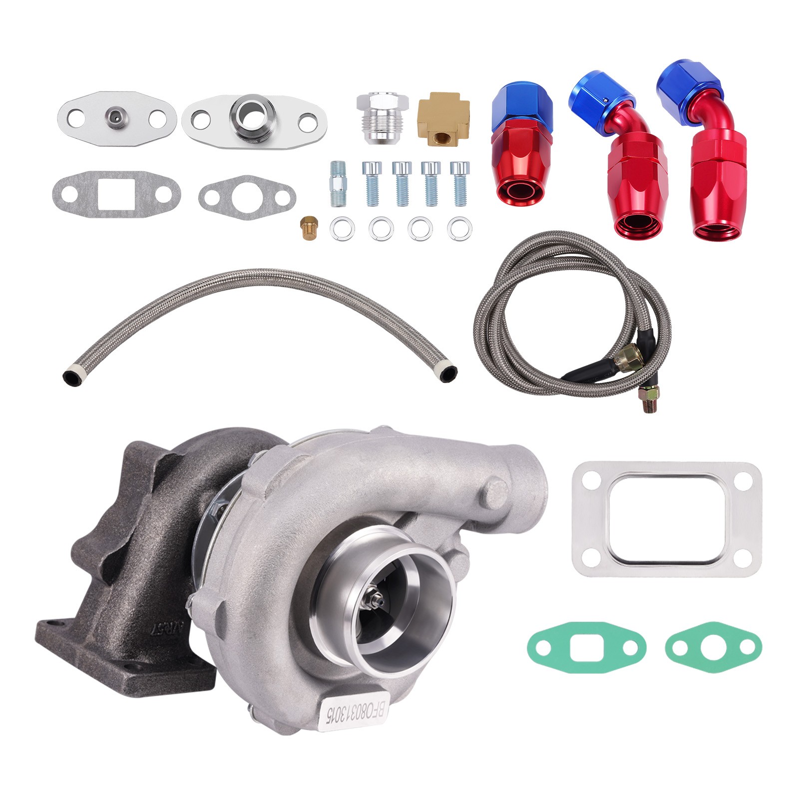 T3/T4 TURBO CHARGER 5-BOLT & OIL FUEL FEED RETURN LINE FOR BMW 325I 323I E36 E46